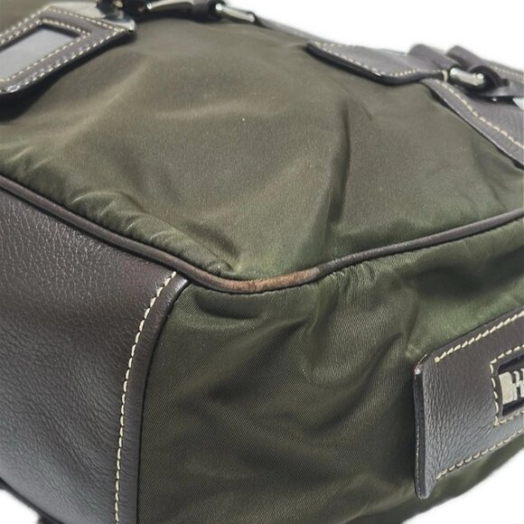PRADA Khaki Dark Brown Nylon Leather Shoulder Bag 412-090325 - Picture 5 of 8